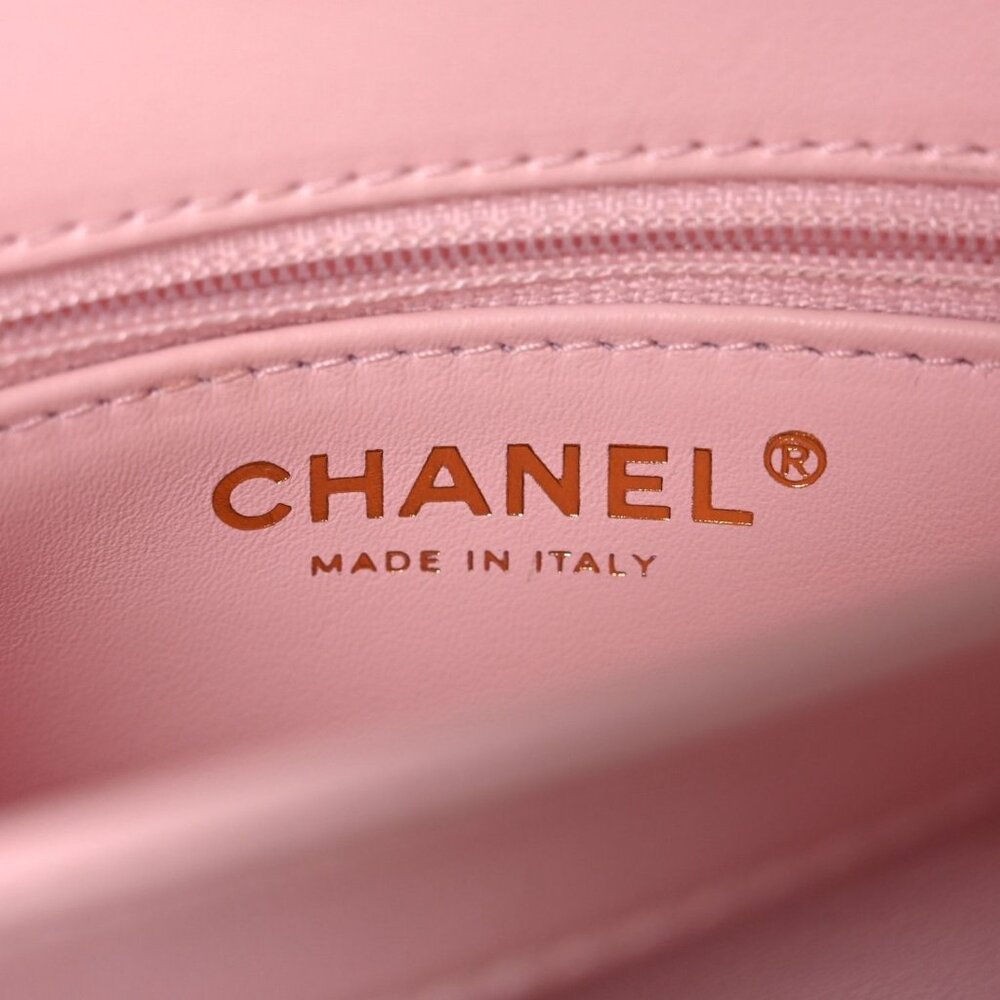 Authentic CHANEL Trendy Lambskin Quilted Small CC Dual Handle Flap Bag Pink Tote - Picture 7 of 13